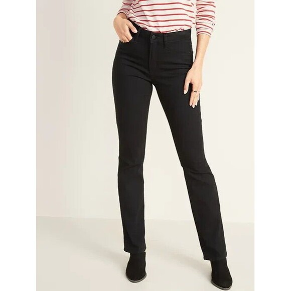 Old Navy Kicker Boot-Cut Jeans Womens 12 Black High Rise Stretch NEW - Picture 1 of 8